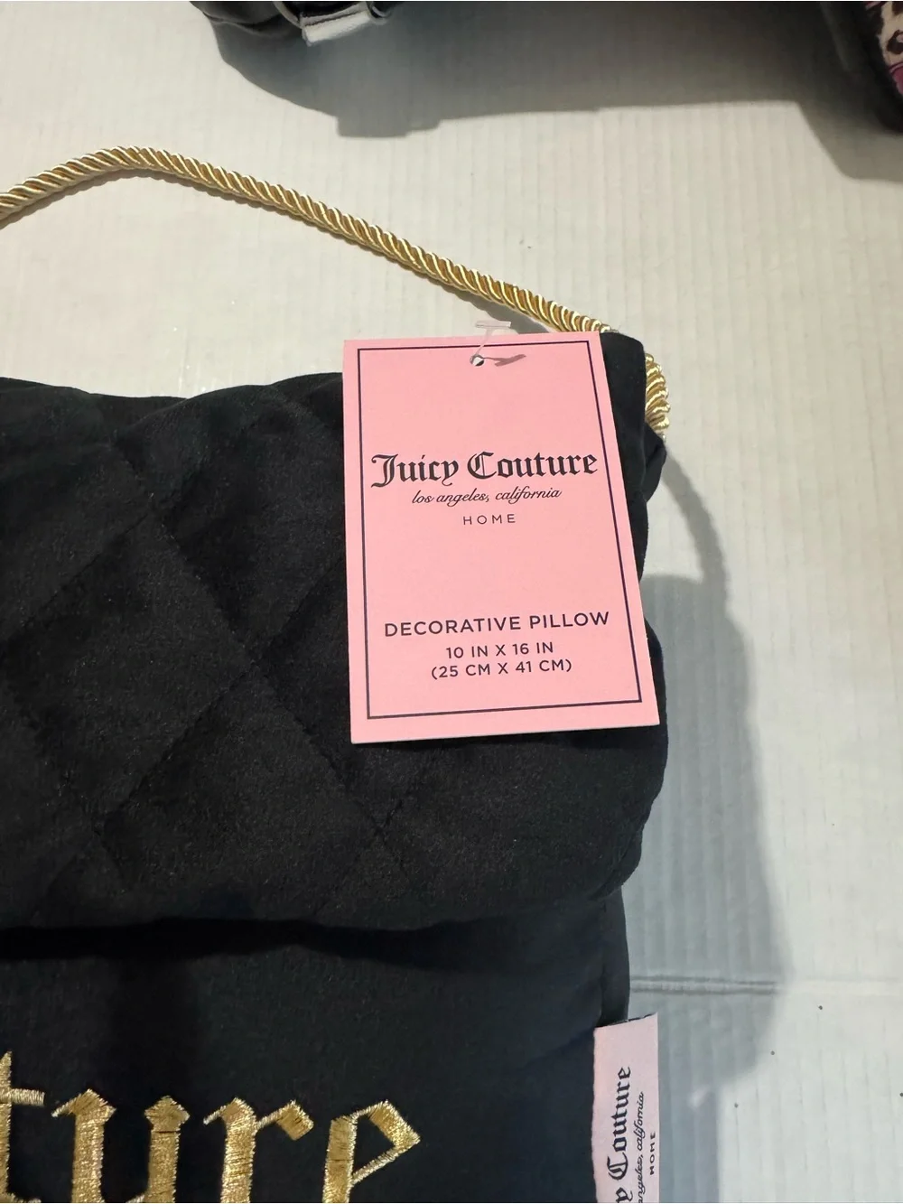 Juicy Couture gold and Black Quilted Shoulder Bag decorative pillow BNWT